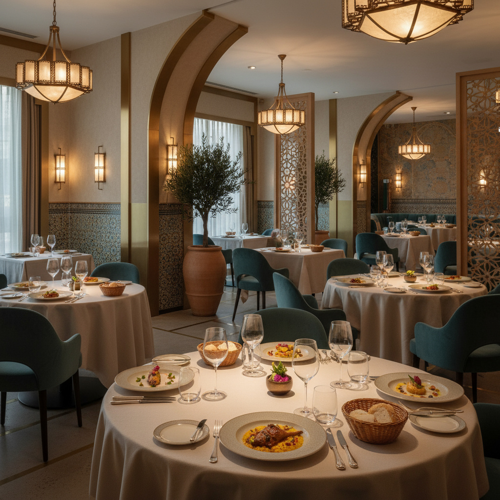 Fine dining room with elegant table settings